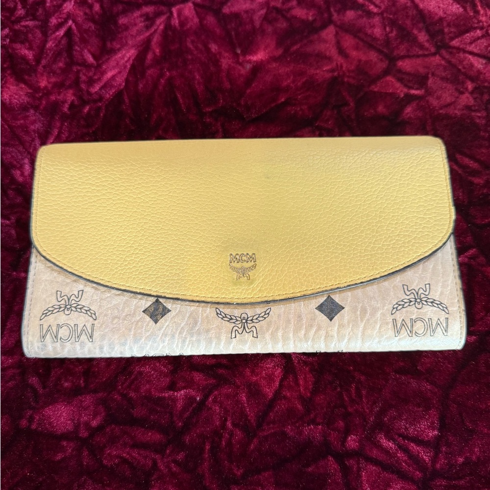 MCM Yellow and Cream Continental Wallet